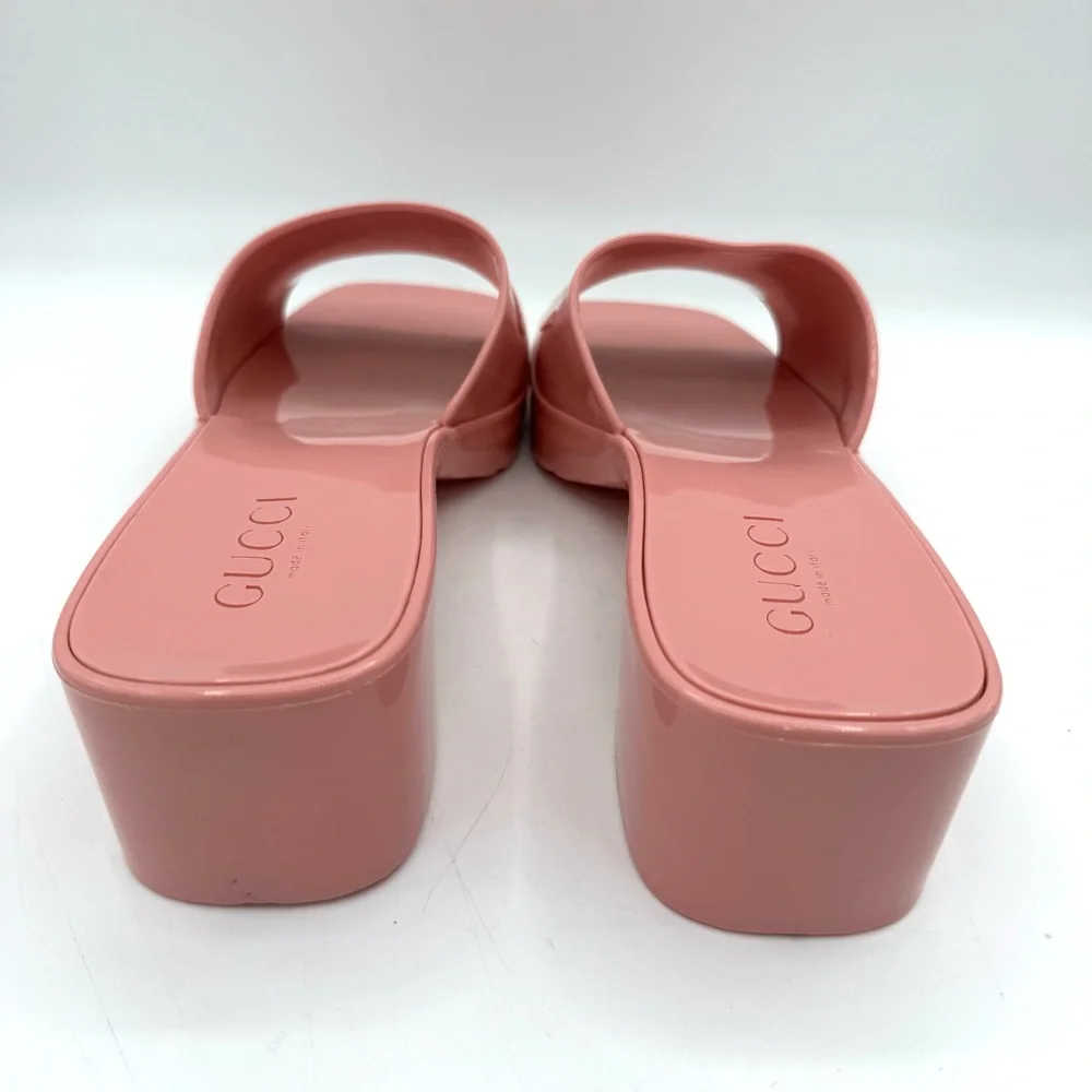 Gucci women slide, sandals, pink Mules with rubber with Glossy Finish size 40 - Picture 3 of 8